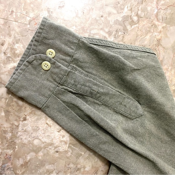 American Khakis OLIVE GREEN collared long sleeve button down shirt size L - Picture 4 of 9